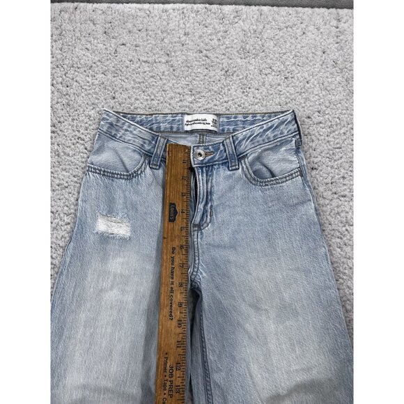 Abercrombie & Fitch Kids Jeans Girl 9/10 Short Hi-Rise Ultra Wide Leg Light Wash - Picture 4 of 10